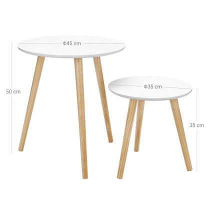 Set aus 2 Beistelltischen SERA, weiß/braun
