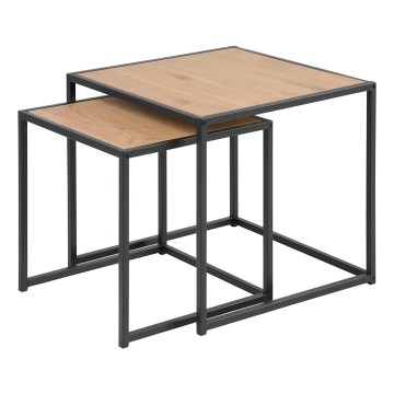 Set aus 2 Couchtischen SARON Eiche/Schwarz