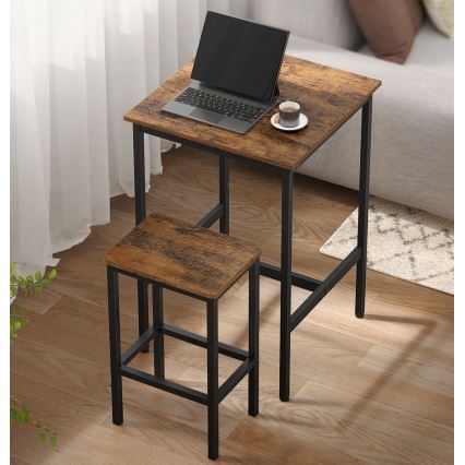 Set: Bartisch mit 2 Barhockern BARTIS, braun/schwarz