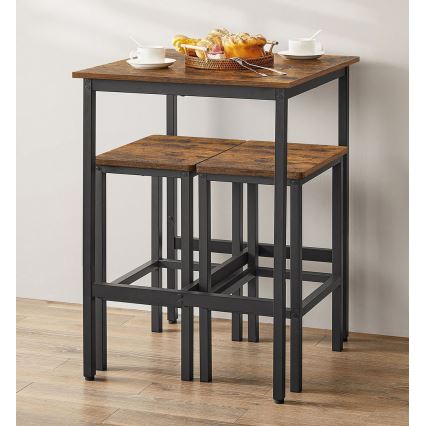 Set: Bartisch mit 2 Barhockern BARTIS, braun/schwarz