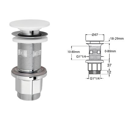 Silfra - Waschbeckenablauf Ø 6,7 cm weiß / glänzender Chrom
