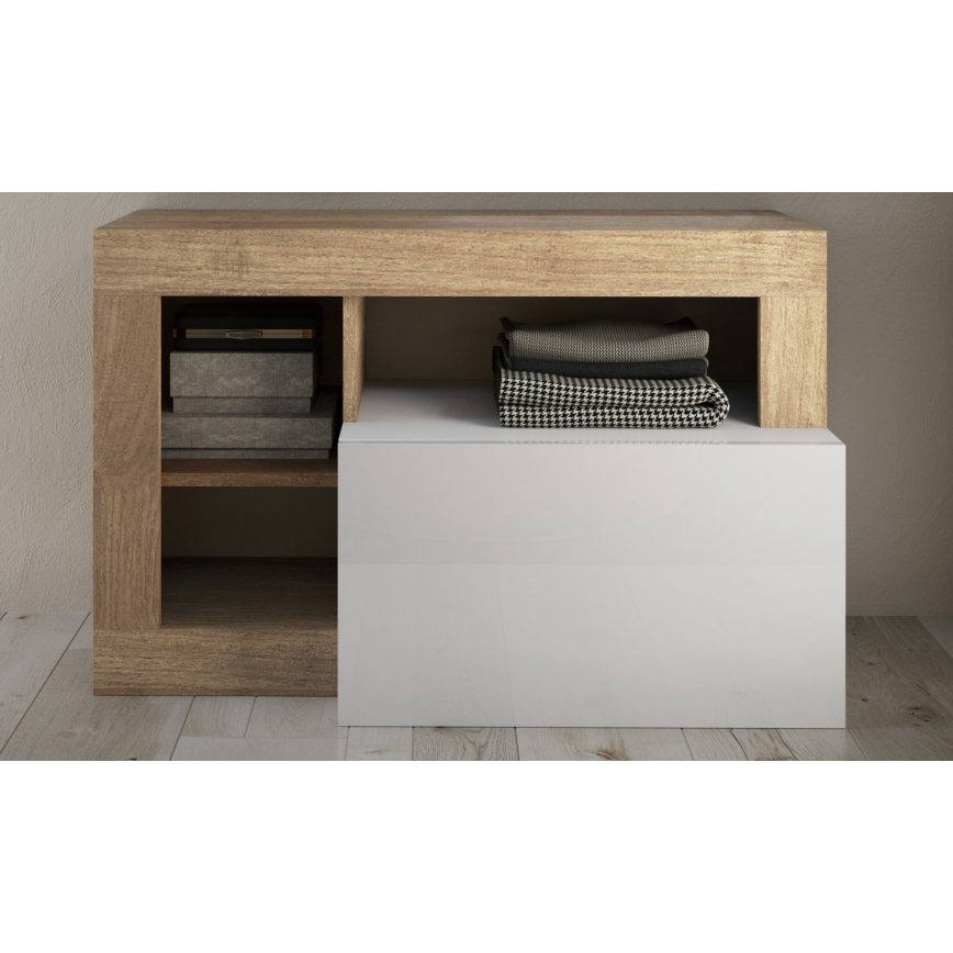 Sitzbank LENOR 91x209 cm, weiß/braun