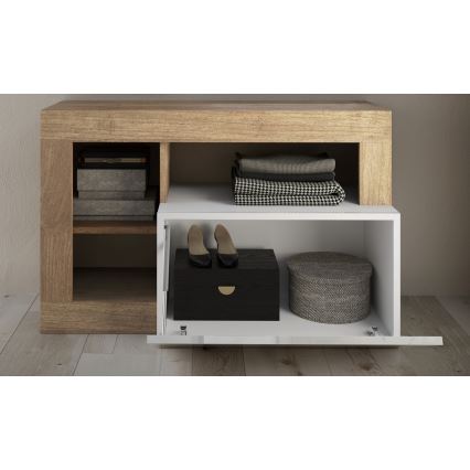 Sitzbank LENOR 91x209 cm, weiß/braun