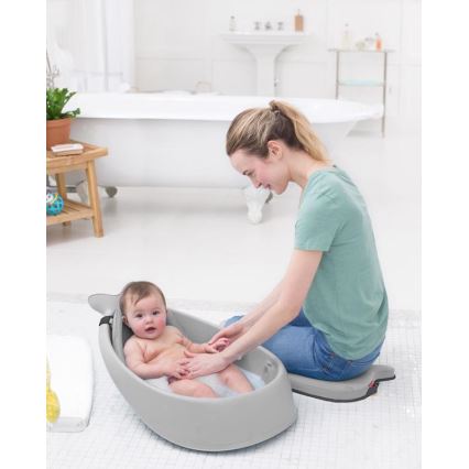 Skip Hop - Babybadewanne mit ergonomischer Matte MOBY 3 grau