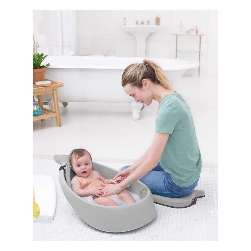 Skip Hop - Babybadewanne mit ergonomischer Matte MOBY 3 grau