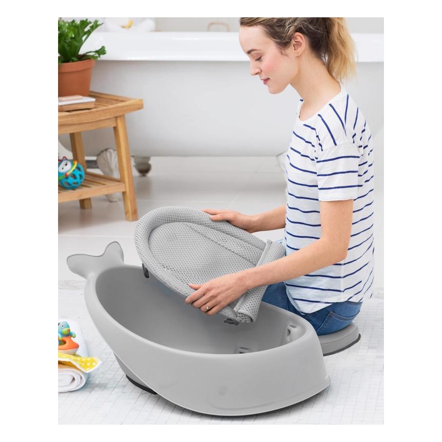 Skip Hop - Babybadewanne mit ergonomischer Matte MOBY 3 grau