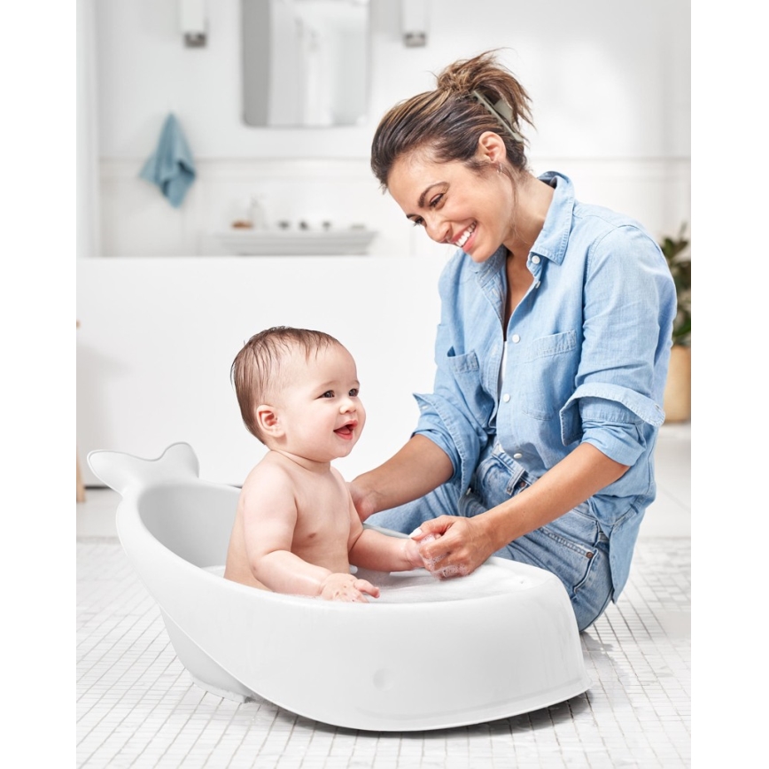 Skip Hop - Babybadewanne mit ergonomischer Matte MOBY 3 weiß