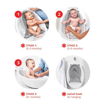 Skip Hop - Babybadewanne mit ergonomischer Matte MOBY 3 weiß