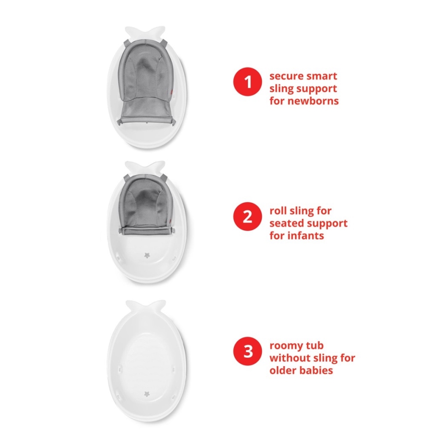 Skip Hop - Babybadewanne mit ergonomischer Matte MOBY 3 weiß