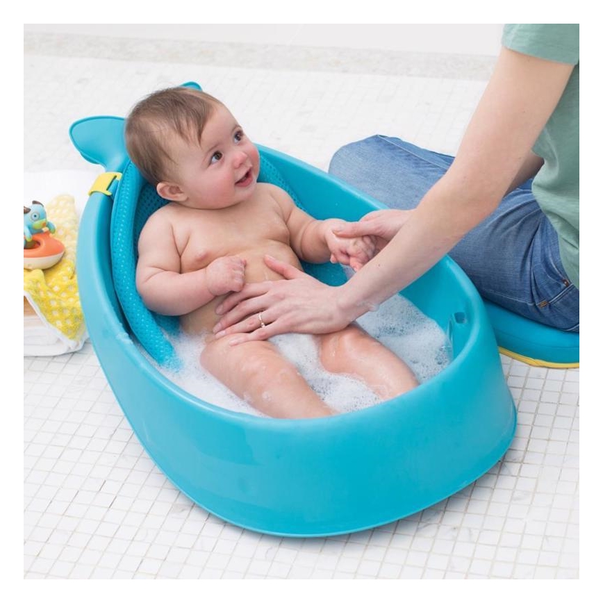 Skip Hop - Babybadewanne mit ergonomischer Unterlage MOBY 3 blau