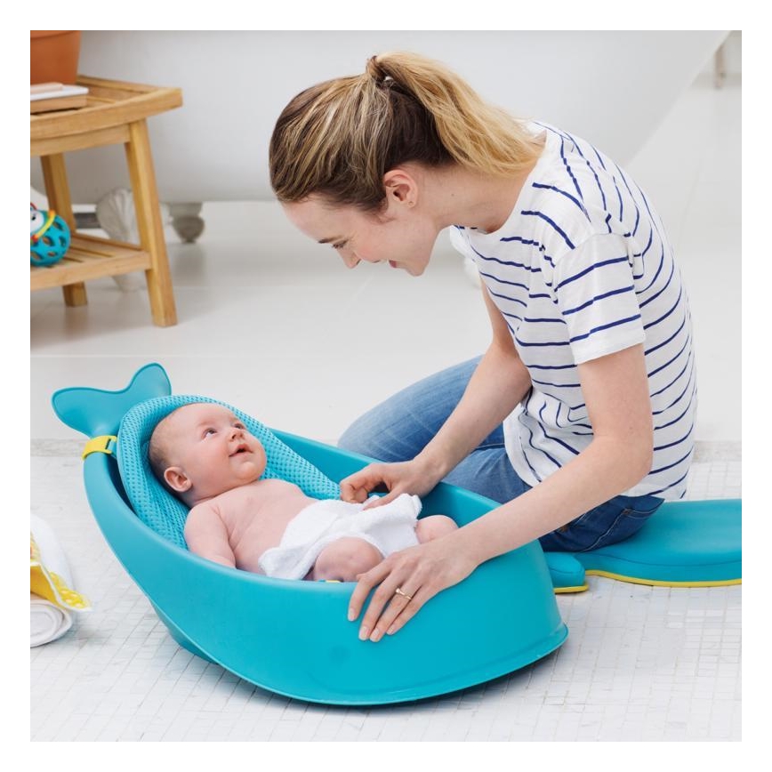 Skip Hop - Babybadewanne mit ergonomischer Unterlage MOBY 3 blau