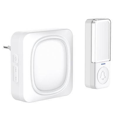 Kabellose Steckdosentürklingel mit LED-Beleuchtung 230V/1xCR2032 IP56 weiß