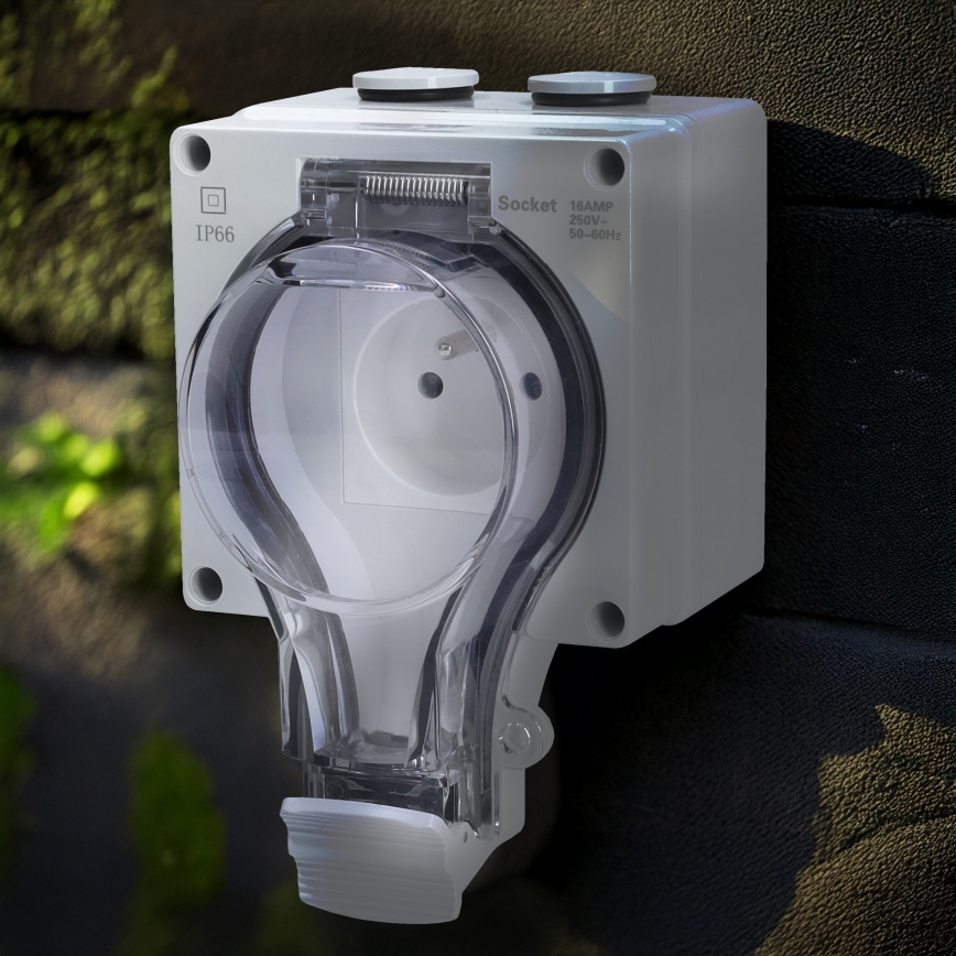 Steckdose für Feuchträume 230 V/16 A, Schutzart IP66