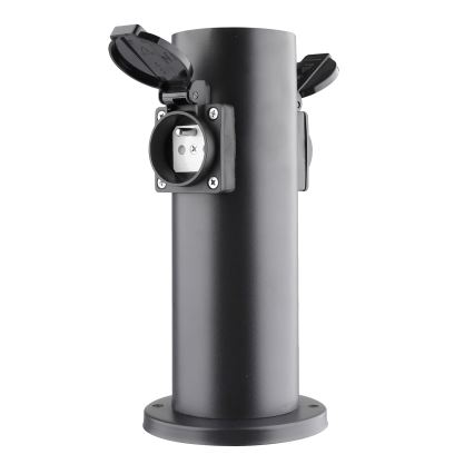 Außensteckdosensäule 2-fach 230V IP44 schwarz rund