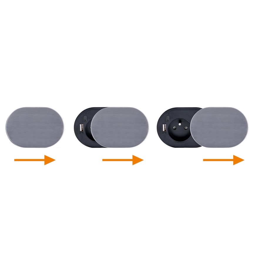 Einbausteckdose 1-fach + USB A+C