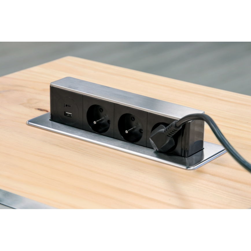 Steckdosensäule für Tischplatte 3x230V + USB-A + USB-C
