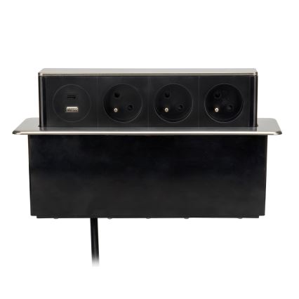 Steckdosensäule für Tischplatte 3x230V + USB-A + USB-C