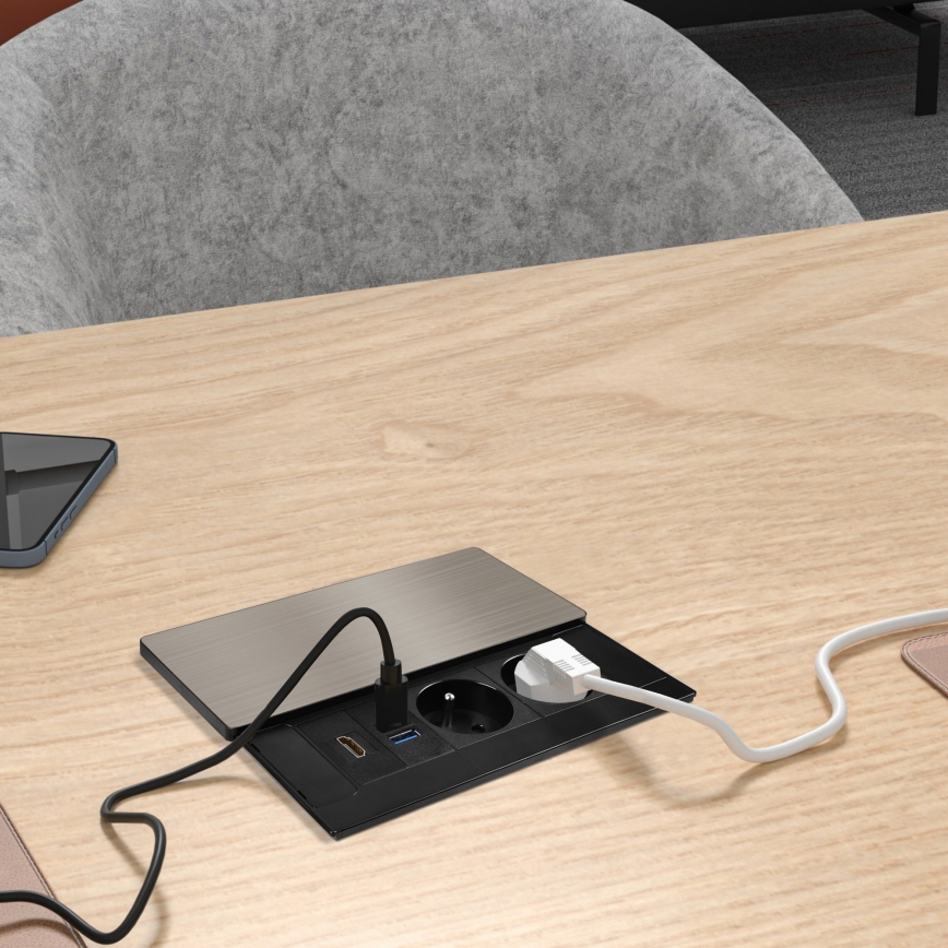 Einbausteckdose 20W 2-fach + USB-A + USB-C + HDMI