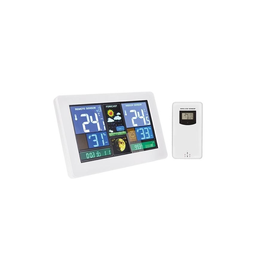 Wetterstation mit LCD-Anzeige USB Aufladung 2xAAA/5V + 2xAAA weiß