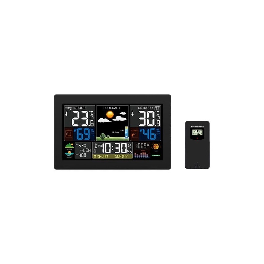 Wetterstation mit Farb-LCD-Anzeige 230V/2xAA + 2xAA