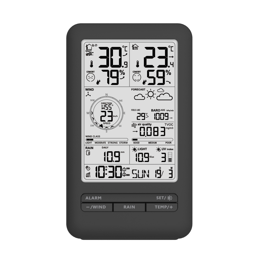 Profi-Wetterstation mit LCD-Anzeige 5V/2xAA + 3xAA + 2xAA Wi-Fi Tuya