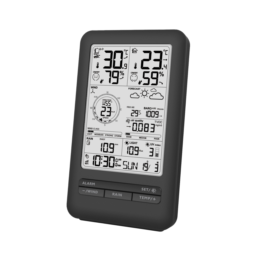 Profi-Wetterstation mit LCD-Anzeige 5V/2xAA + 3xAA + 2xAA Wi-Fi Tuya