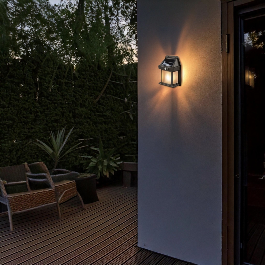 Dimmbare Solar-LED-Laterne mit Sensor, 3,7 V, IP44, 1200 mAh