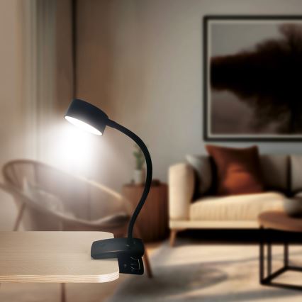 Dimmbare, flexible LED-Leuchte mit Klemme LED/2W/1800 mAh 3000/4000/6500K schwarz