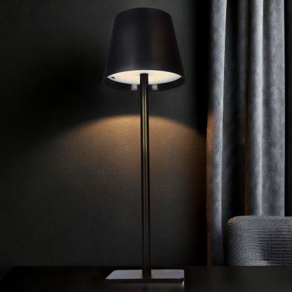 Dimmbare, wiederaufladbare Touch-LED-Tischlampe LUCCA, 3,7 V, 3000/4000/6500 K, 2000 mAh, schwarz