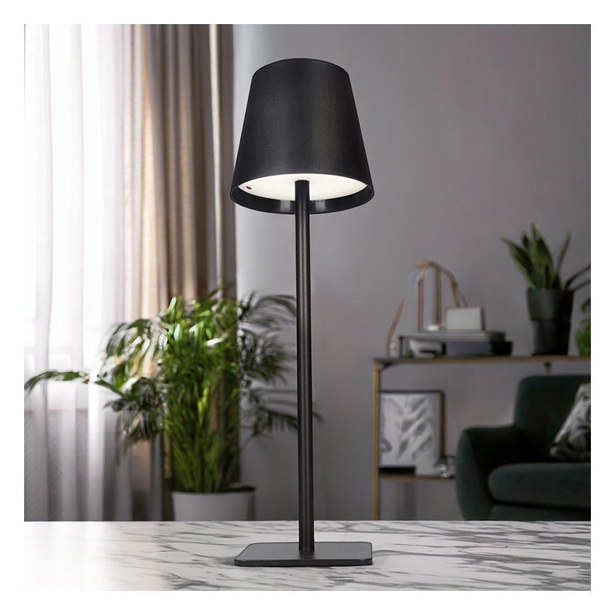Dimmbare, wiederaufladbare Touch-LED-Tischlampe LUCCA, 3,7 V, 3000/4000/6500 K, 2000 mAh, schwarz