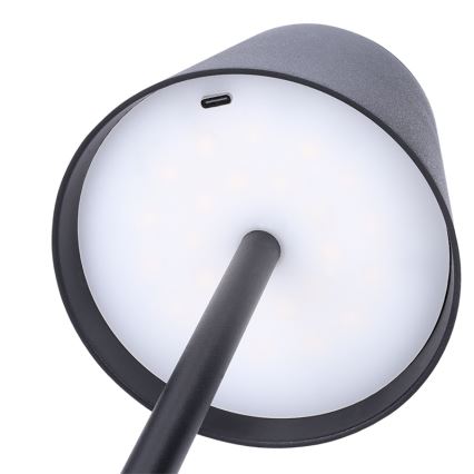 Dimmbare, wiederaufladbare Touch-LED-Tischlampe LUCCA, 3,7 V, 3000/4000/6500 K, 2000 mAh, schwarz