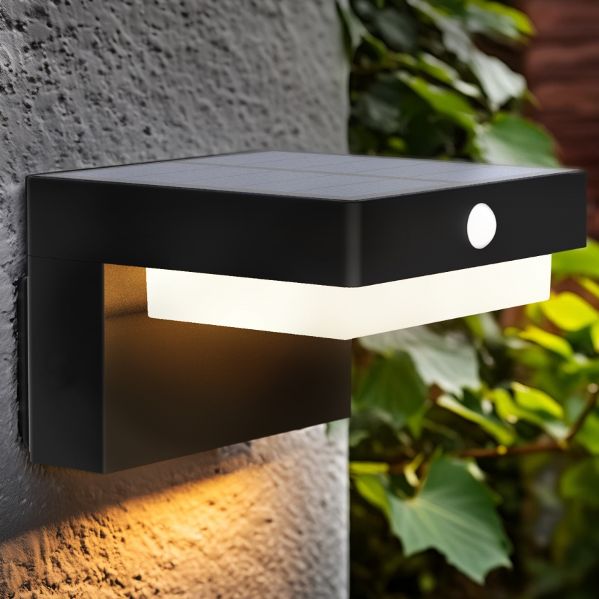 LED-Solar-Wandleuchte mit Bewegungs- und Dämmerungssensor PALERMO LED/5W/3,7V 2000 mAh IP54 schwarz