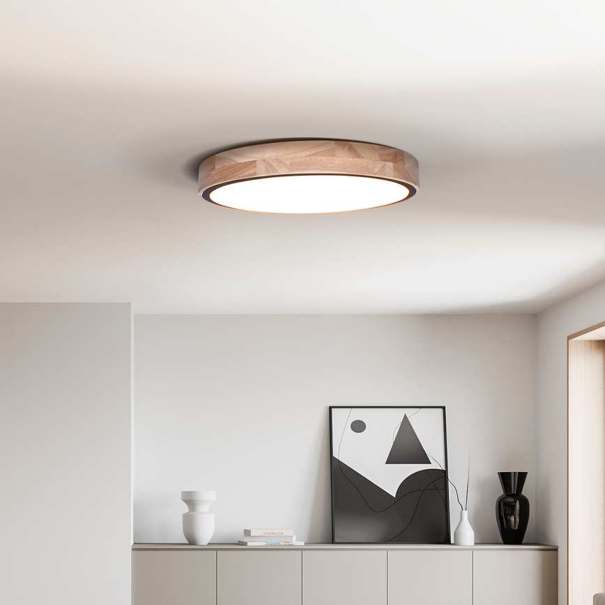 LED Dimmbares Deckenleuchte IRON OAK LED/48W/230V 3000-6500K Eiche Ø 40 cm + Fernbedienung