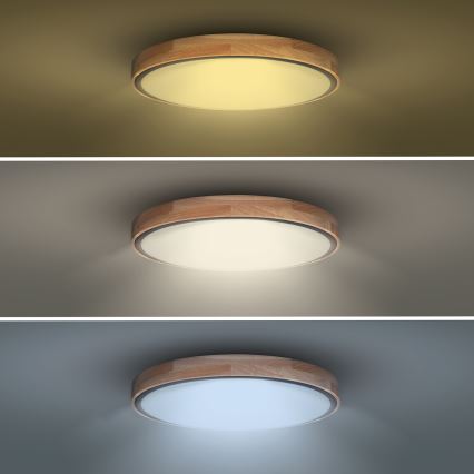 LED Dimmbares Deckenleuchte IRON OAK LED/48W/230V 3000-6500K Eiche Ø 40 cm + Fernbedienung