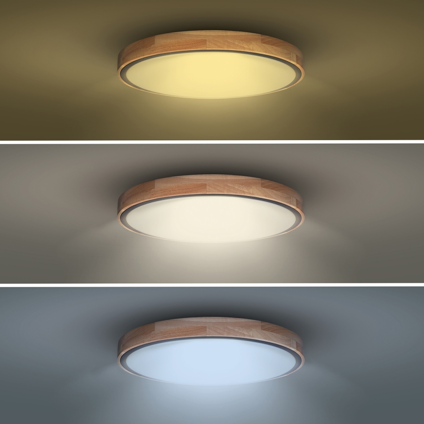 LED Dimmbares Deckenleuchte IRON OAK LED/60W/230V 3000-6500K Eiche Ø 51 cm + Fernbedienung