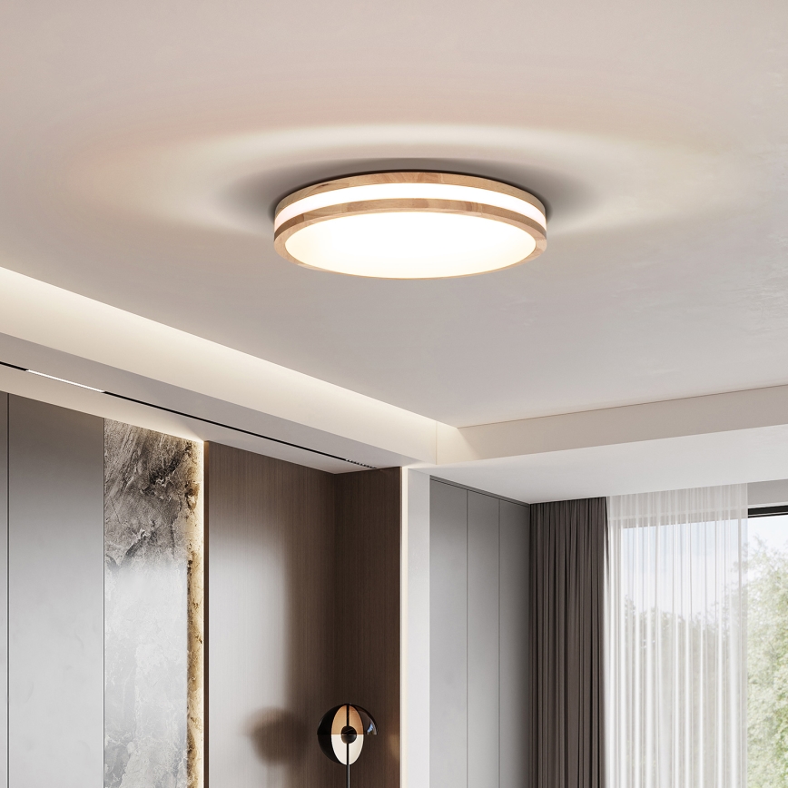 LED Dimmbares Deckenleuchte WOODY LED/48W/230V 3000-6500K Eiche Ø 38 cm + Fernbedienung