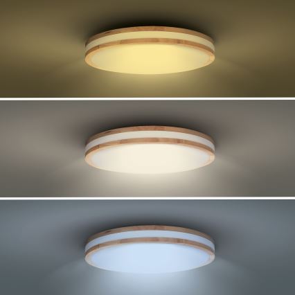 LED Dimmbares Deckenleuchte WOODY LED/48W/230V 3000-6500K Eiche Ø 38 cm + Fernbedienung