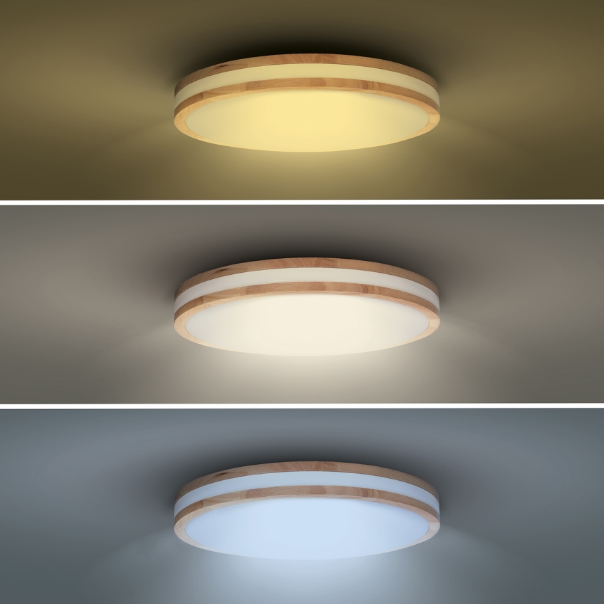 LED Dimmbares Deckenleuchte WOODY LED/48W/230V 3000-6500K Eiche Ø 38 cm + Fernbedienung