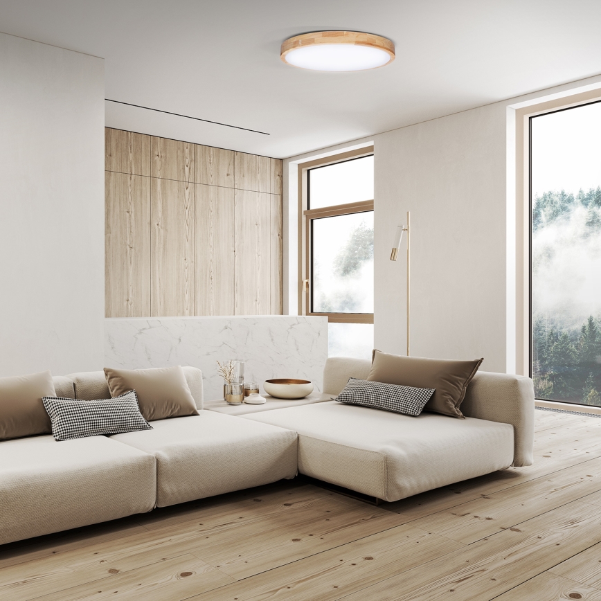 LED Dimmbares Deckenleuchte SOLID OAK LED/60W/230V 3000-6500K Eiche Ø 51 cm + Fernbedienung