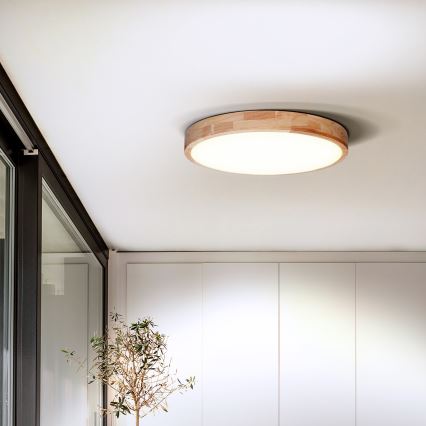 LED Dimmbares Deckenleuchte SOLID OAK LED/60W/230V 3000-6500K Eiche Ø 51 cm + Fernbedienung