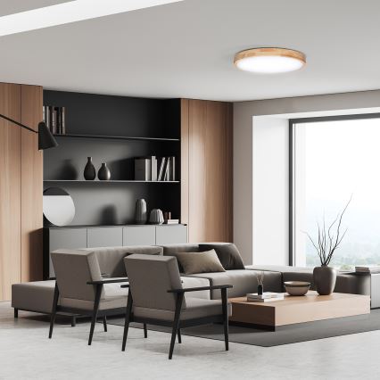 LED Dimmbares Deckenleuchte SOLID OAK LED/60W/230V 3000-6500K Eiche Ø 51 cm + Fernbedienung