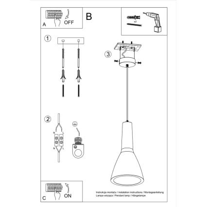 Deckenleuchte an Kabel EMPOLI 1xE27/15W/230V Beton