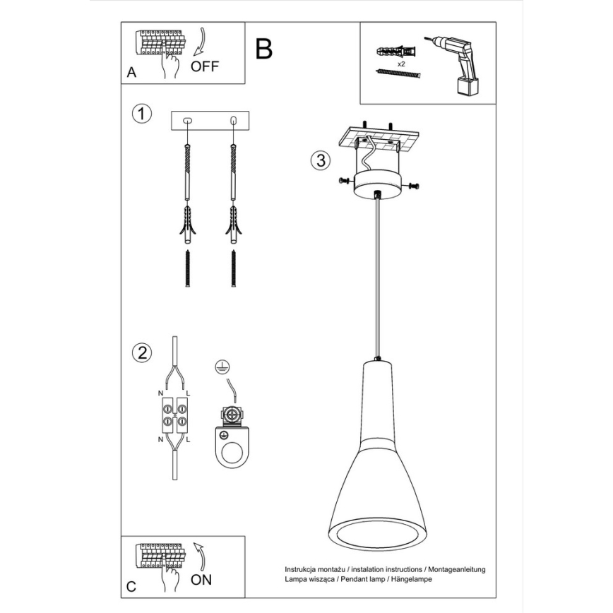 Deckenleuchte an Kabel EMPOLI 1xE27/15W/230V Beton