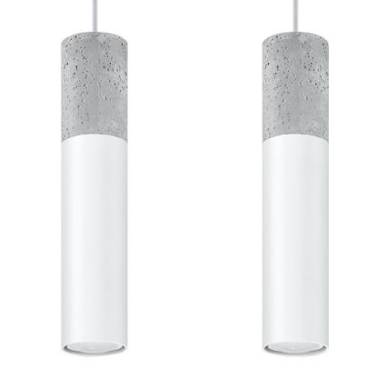 Deckenleuchte an Kabel BORGIO 2xGU10/40W/230V Beton/Metall Weiß