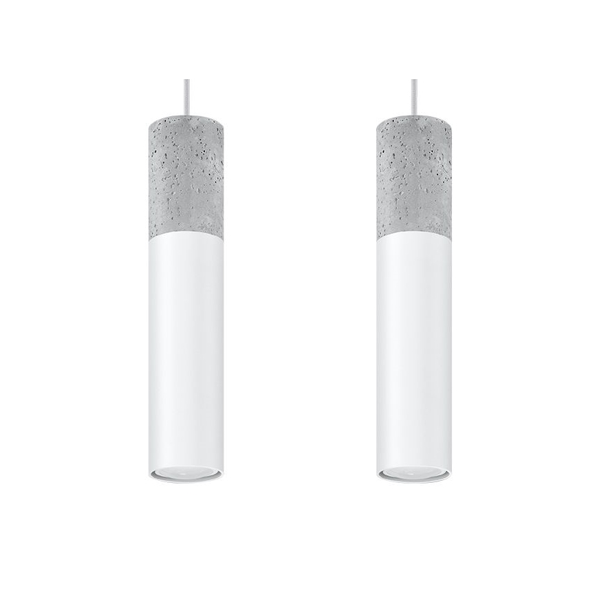 Deckenleuchte an Kabel BORGIO 2xGU10/40W/230V Beton/Metall Weiß