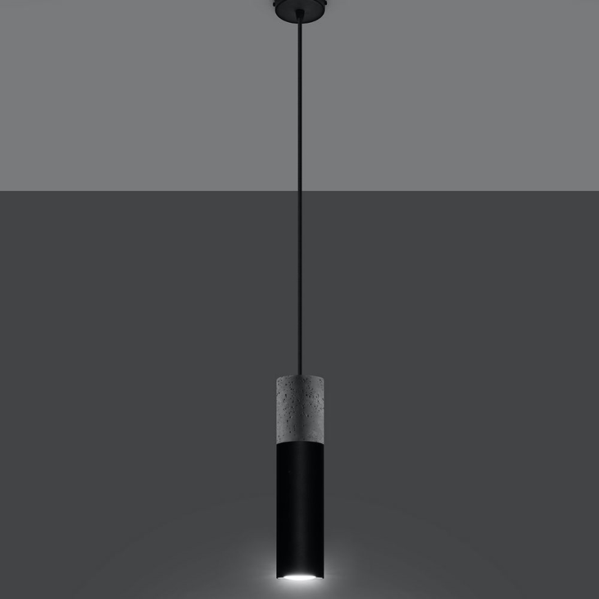 Deckenleuchte an Kabel BORGIO 1xGU10/40W/230V Beton/Metall Schwarz