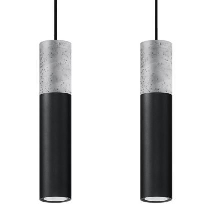 Deckenleuchte an Kabel BORGIO 2xGU10/40W/230V Beton/Metall Schwarz