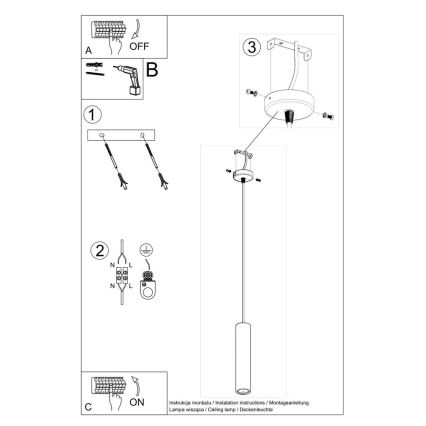 Deckenleuchte an Kabel LUVO 1xGU10/40W/230V Beton/Schwarz