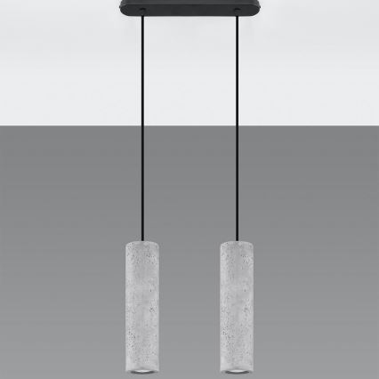 Deckenleuchte an Kabel LUVO 2xGU10/40W/230V Beton/Schwarz