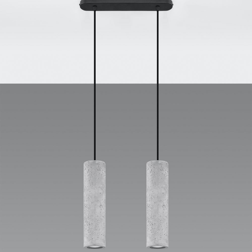 Deckenleuchte an Kabel LUVO 2xGU10/40W/230V Beton/Schwarz